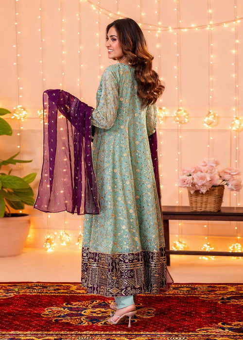 Ayesha Closet Aqua Chiffon Pishwas Set