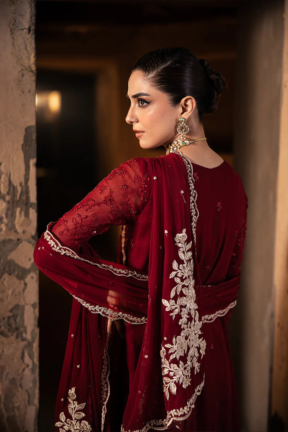 Royal Crimson Stitched Formal Wear