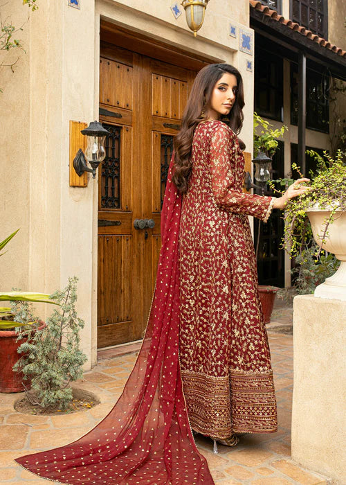Ayesha Closet - Sawariya Maroon Chiffon Embroidered Pishwas