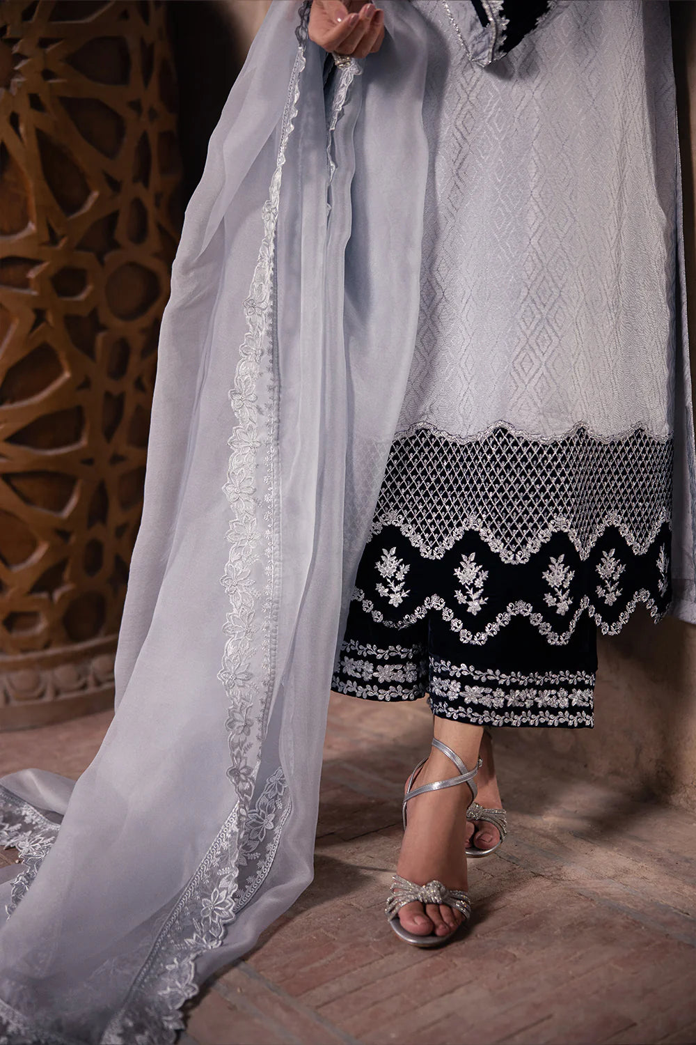 Celestial Silver – Silver Grey Stitched Formal Wear