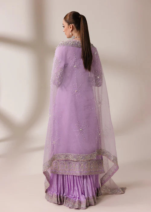 Allys AL-3952 Organza Cape with Crushed Silk Lehenga