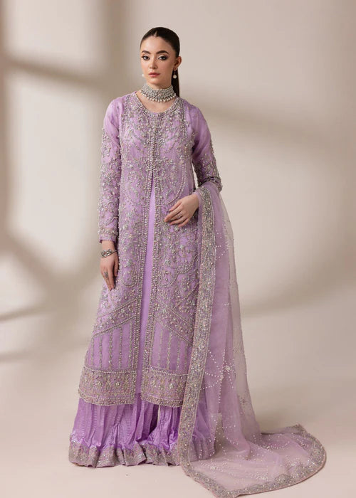 Allys AL-3952 Organza Cape with Crushed Silk Lehenga