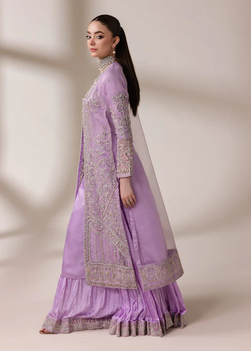 Allys AL-3952 Organza Cape with Crushed Silk Lehenga
